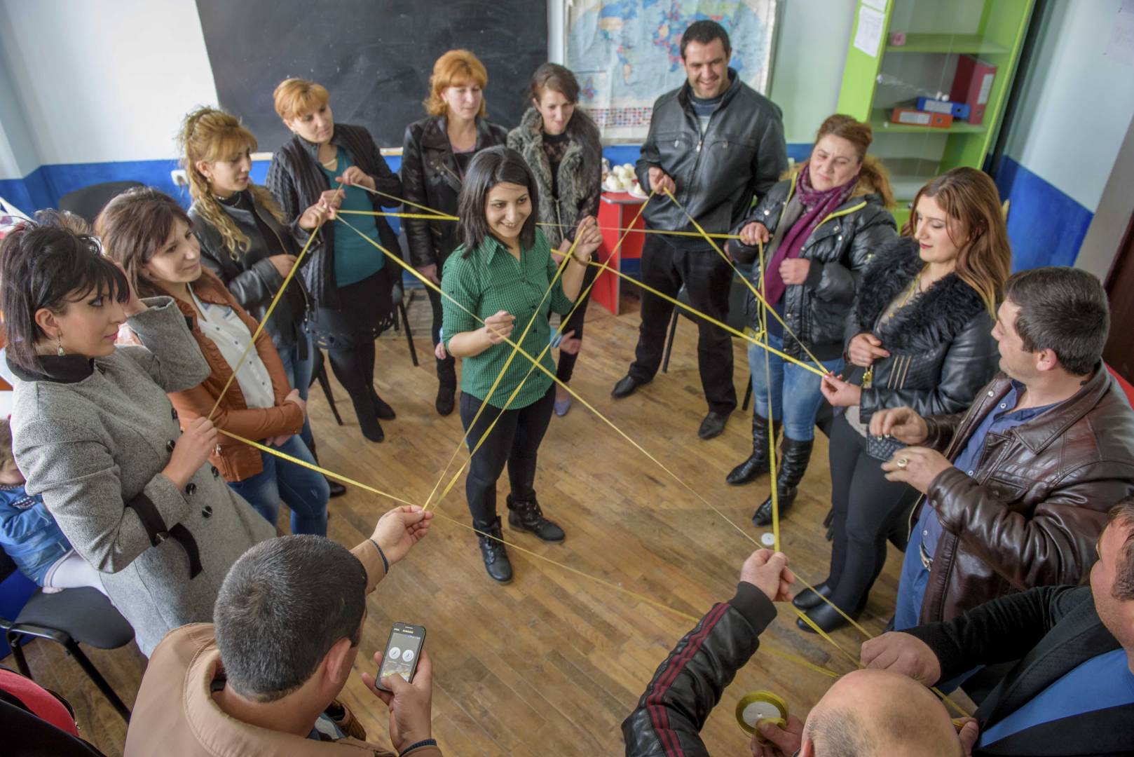 Arpine Sargsyan, center, leads a Caring for Equality training session in Armenia in 2017. The ELO program, which ended in 2018, taught the value that girls and women bring while uprooting deeply held ideas about gender roles in this traditionally patriarchal society.
