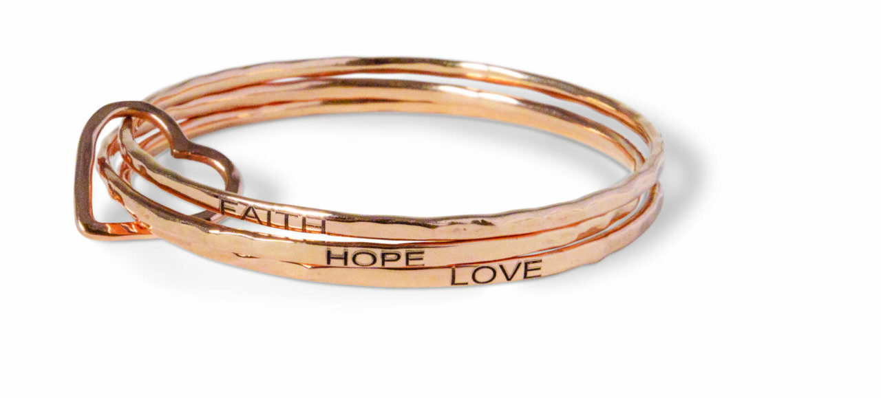 Melissa Joan Hart's Gift Catalog handcrafted gift (HCG) - Faith, Hope, and Love Bracelet. 