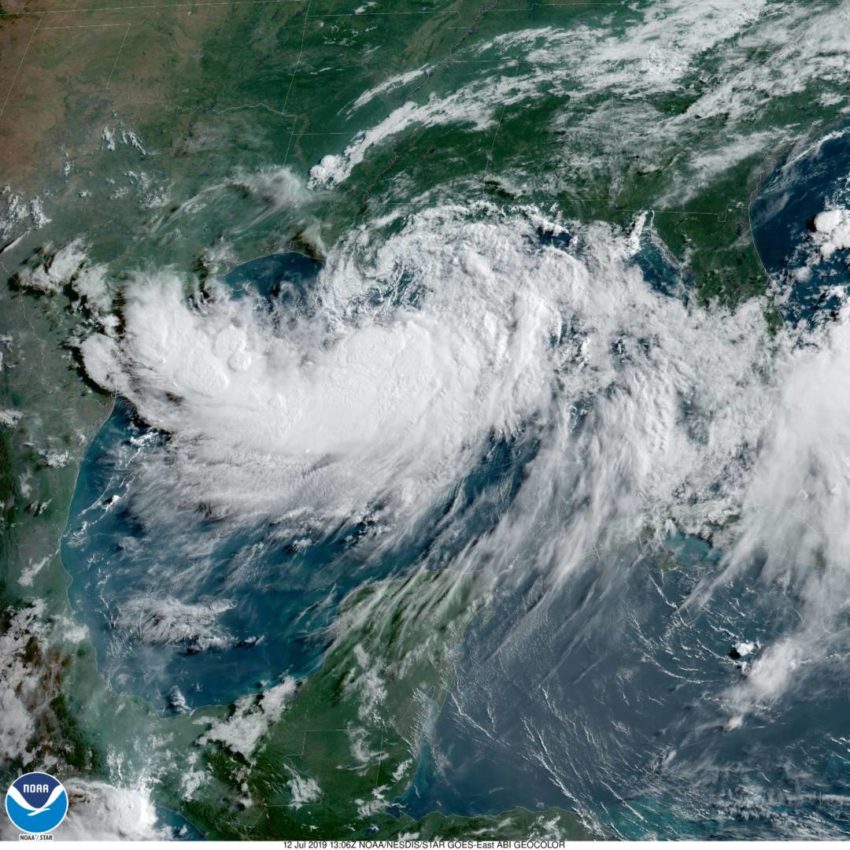 Satellite image of Tropical Storm Barry.