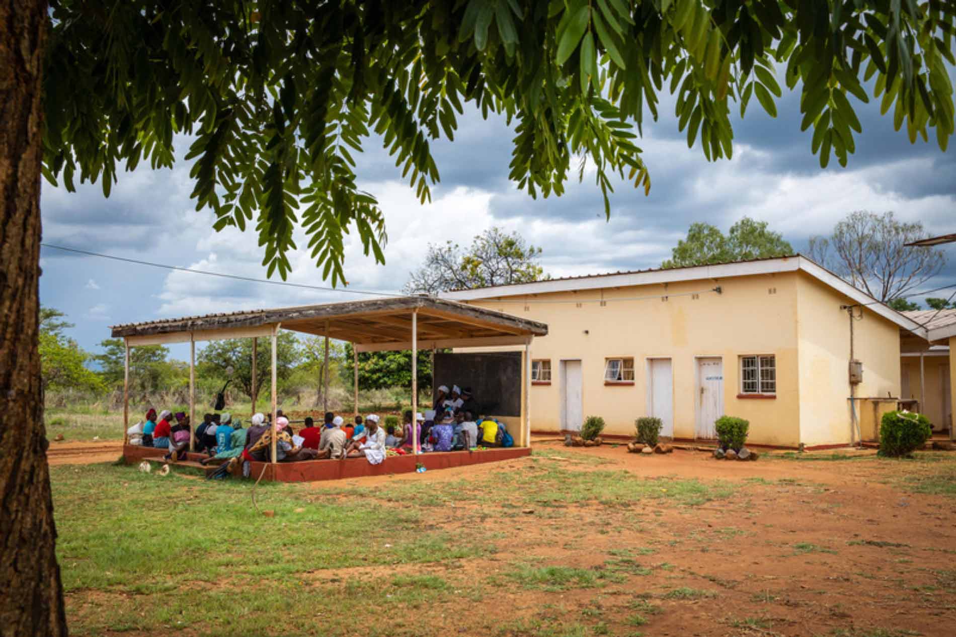 A care group meets at a health center in Chimanimani district in Zimbabwe's Manicaland province.